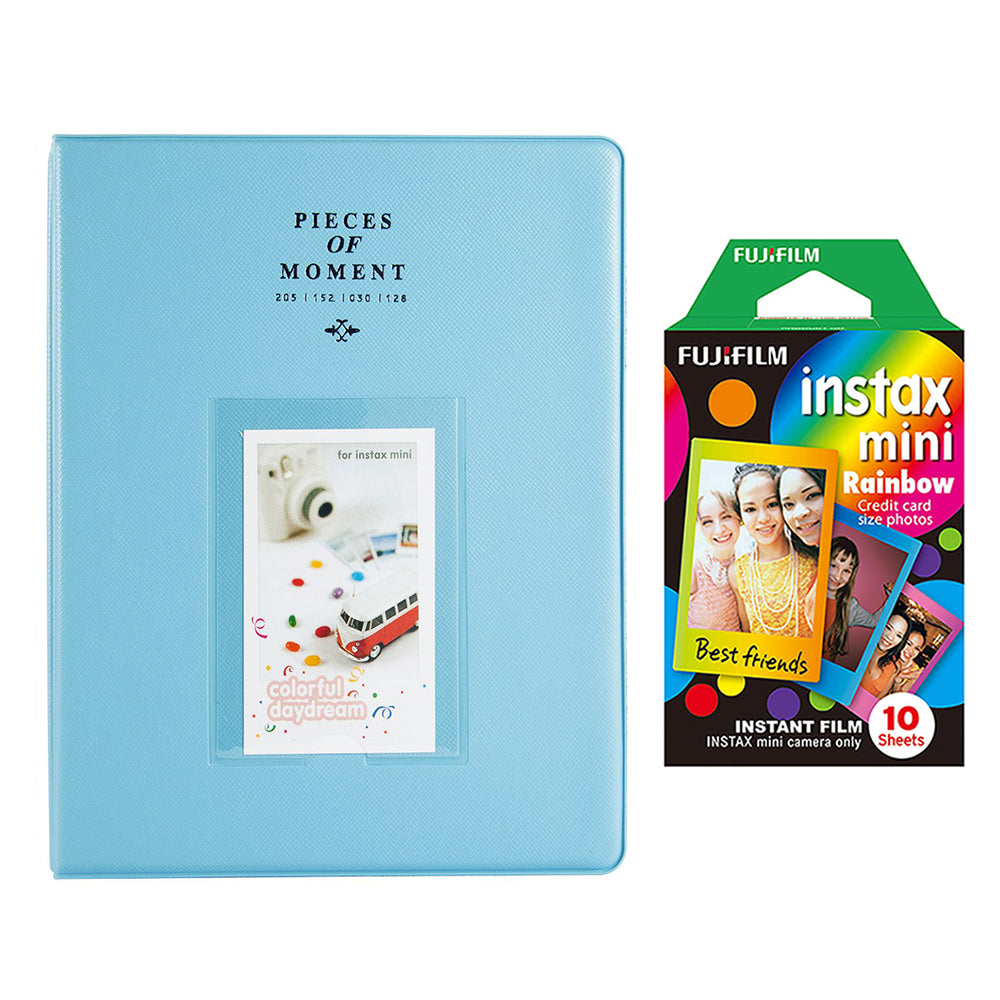Fujifilm Instax Mini 10X1 rainbow Instant Film With 128-sheet Album for mini film Blue