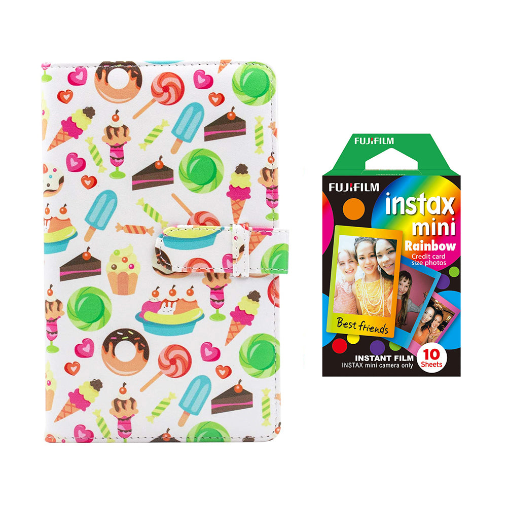 Fujifilm Instax Mini 10X1 rainbow Instant Film with 96-sheet Album for mini film Dessert