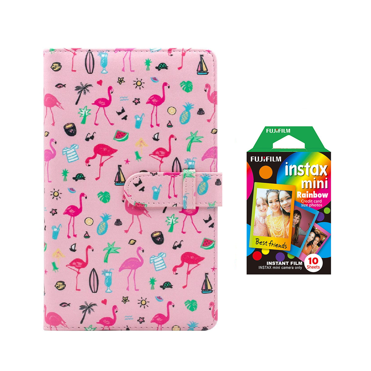Fujifilm Instax Mini 10X1 rainbow Instant Film with 96-sheet Album for mini film Flamingo watermelon