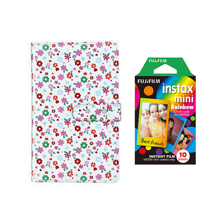 Fujifilm Instax Mini 10X1 rainbow Instant Film with 96-sheet Album for mini film Flower