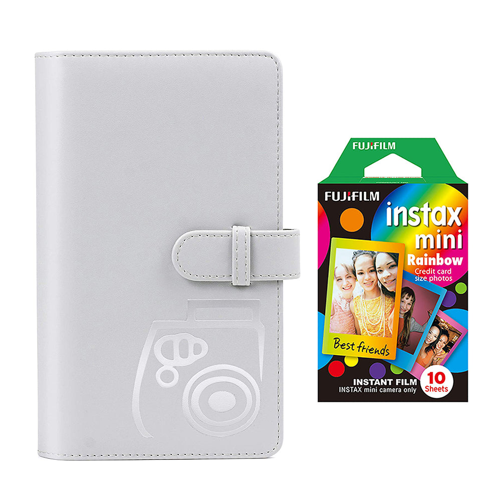 Fujifilm Instax Mini 10X1 rainbow Instant Film with 96-sheet Album for mini film Smoky white