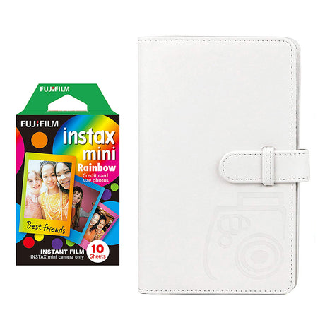 Fujifilm Instax Mini 10X1 rainbow Instant Film with 96-sheet Album for mini film lce white