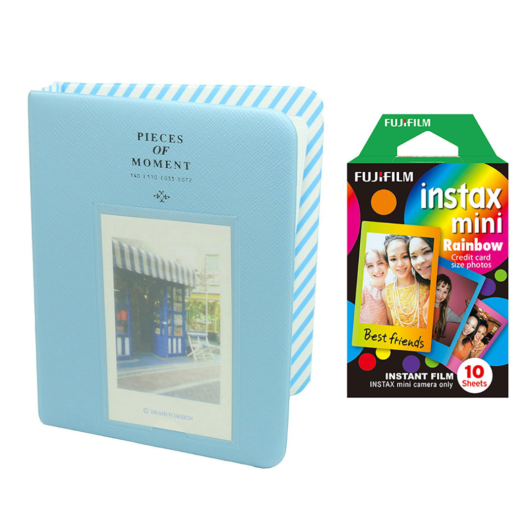 Fujifilm Instax Mini 10X1 rainbow Instant Film with Instax Time Photo Album 64 Sheets