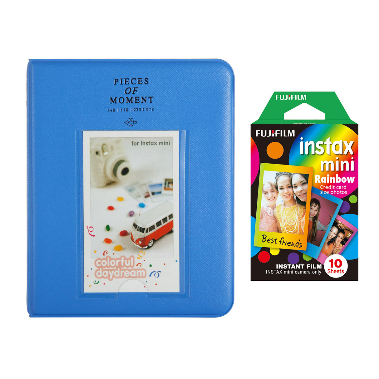 Fujifilm Instax Mini 10X1 rainbow Instant Film with Instax Time Photo Album 64 Sheets Cobalt blue