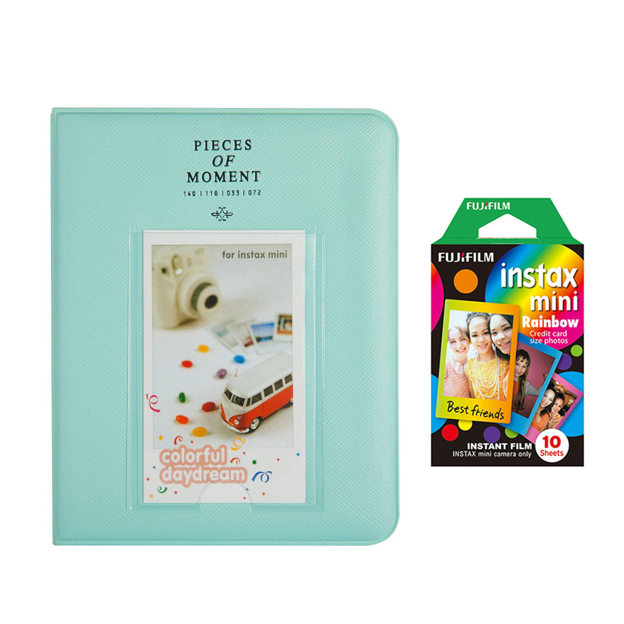 Fujifilm Instax Mini 10X1 rainbow Instant Film with Instax Time Photo Album 64 Sheets Ice blue