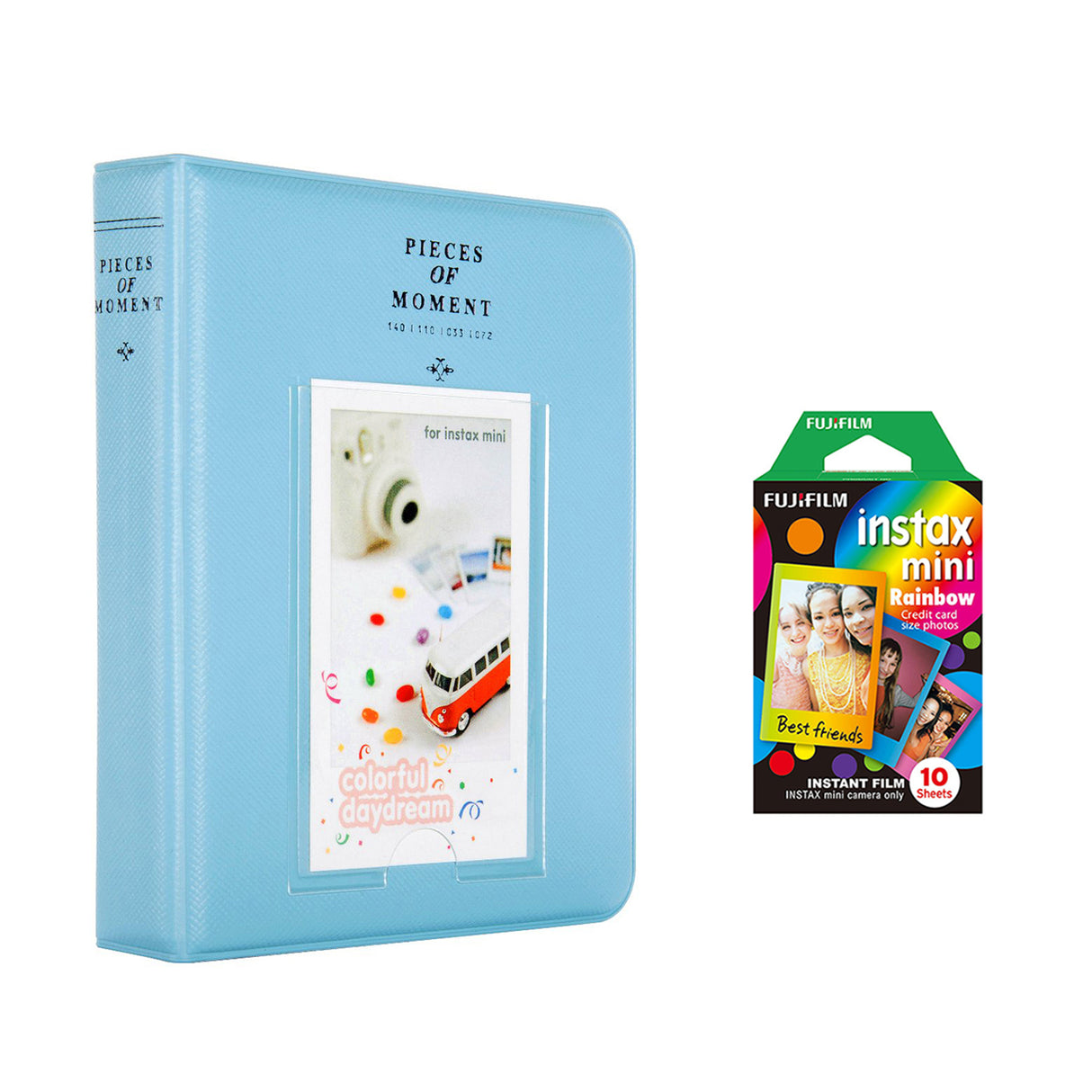 Fujifilm Instax Mini 10X1 rainbow Instant Film with Instax Time Photo Album 64 Sheets Sky blue