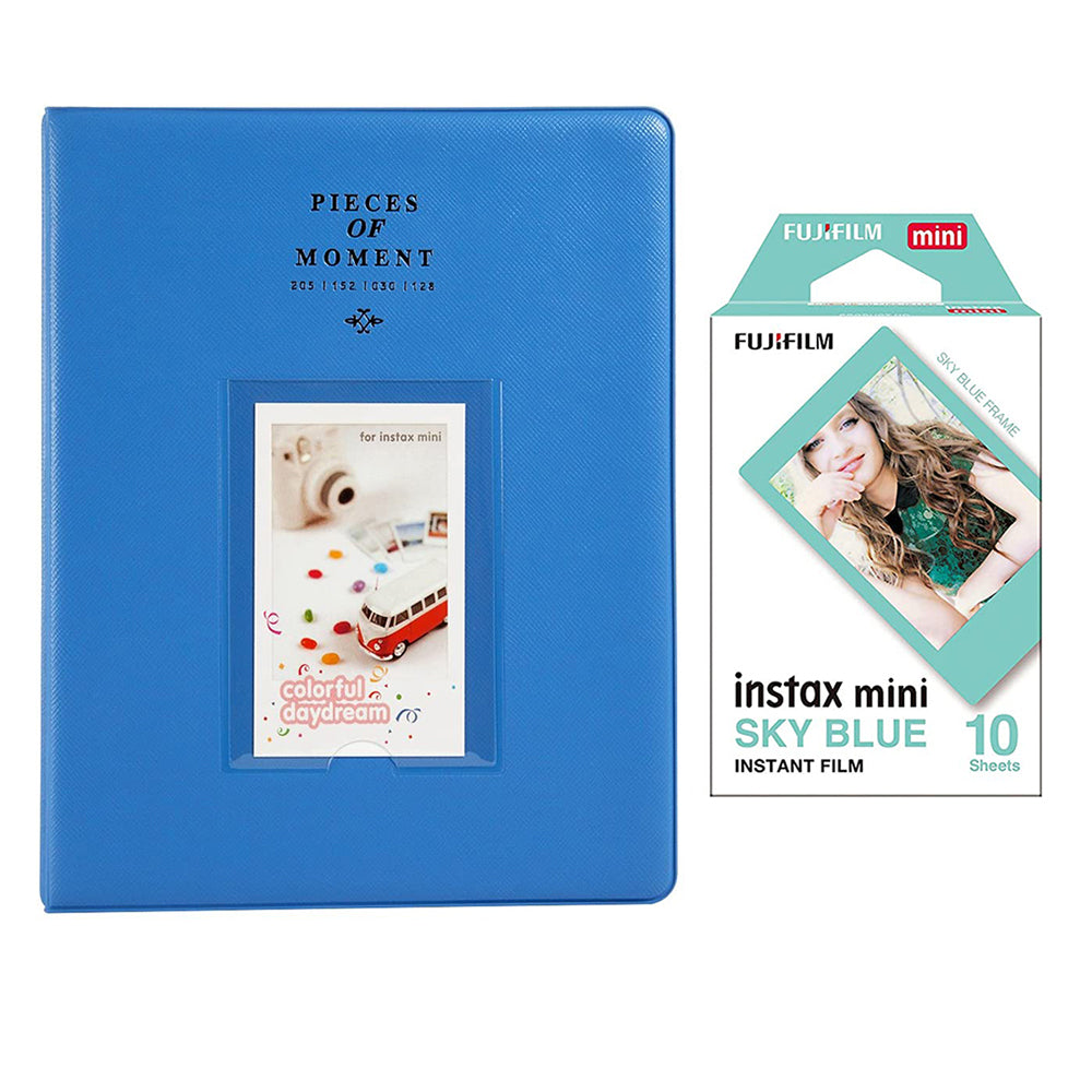 Fujifilm Instax Mini 10X1 sky blue Instant Film With 128-sheet Album for mini film Cobalt blue