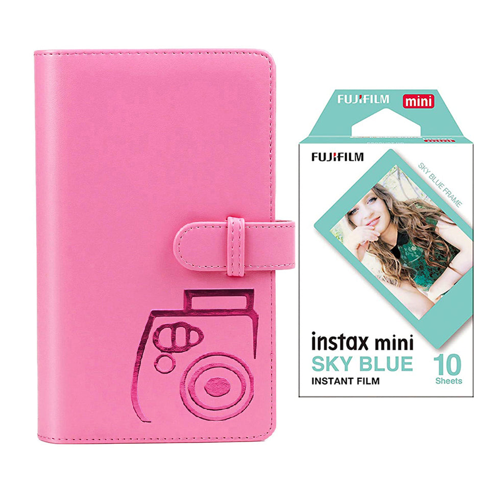 Fujifilm Instax Mini 10X1 sky blue Instant Film with 96-sheet Album for mini film Flamingo pink