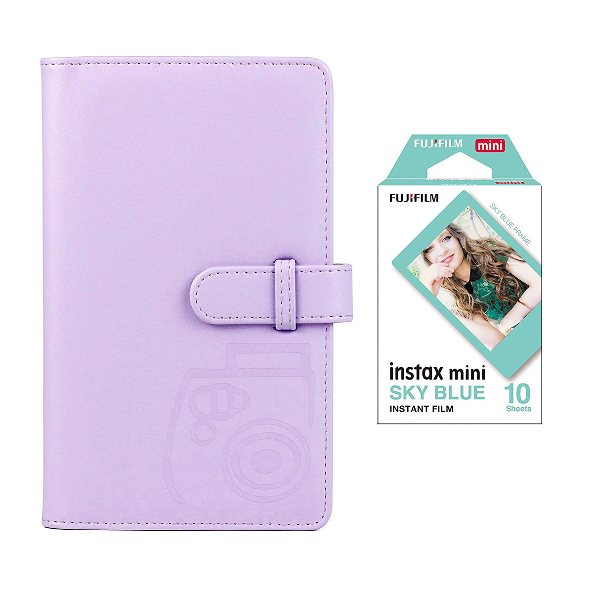 Fujifilm Instax Mini 10X1 sky blue Instant Film with 96-sheet Album for mini film Lilac purple