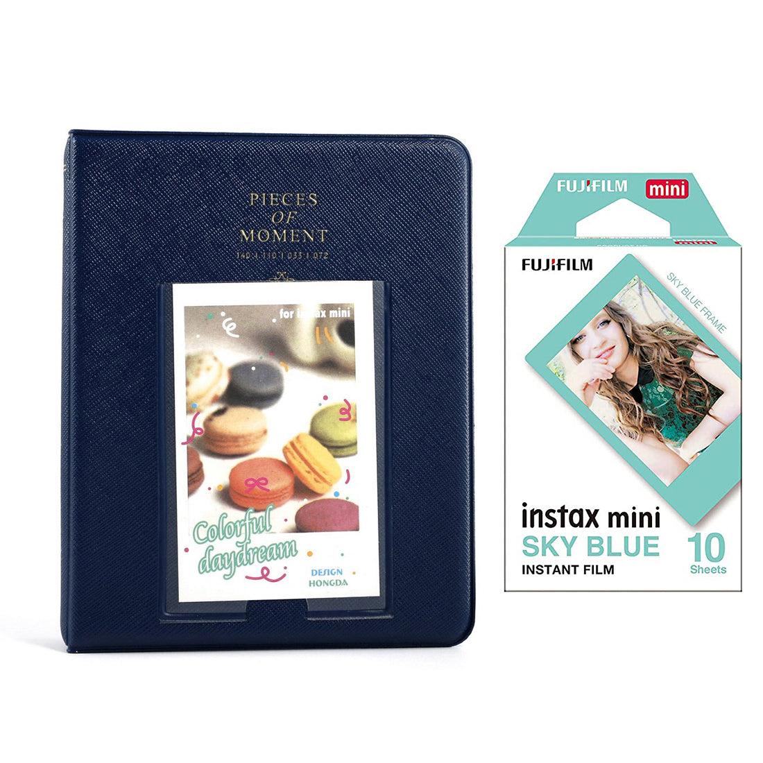 Fujifilm Instax Mini 10X1 sky blue Instant Film with Instax Time Photo Album 64 Sheets Navy blue