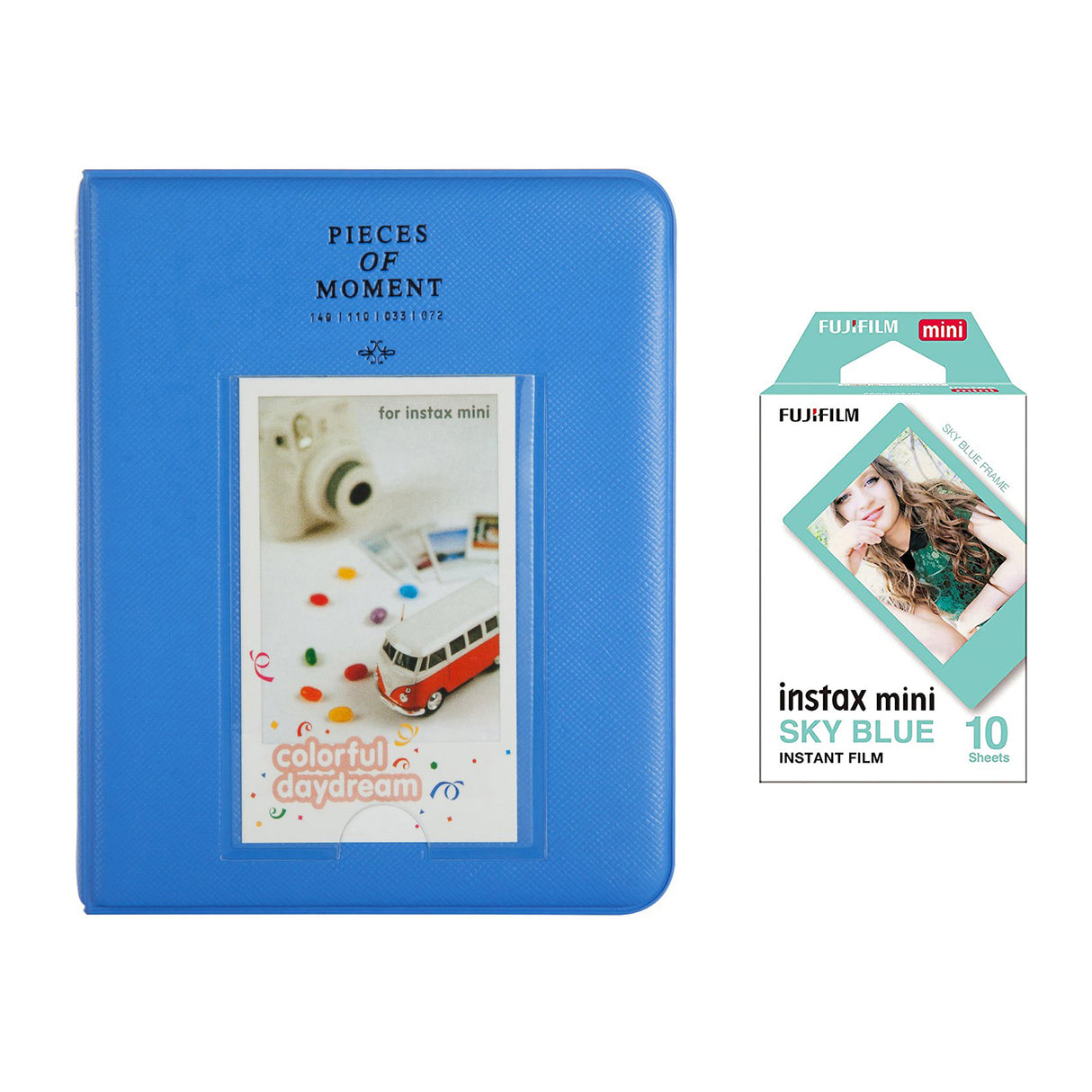 Fujifilm Instax Mini 10X1 sky blue Instant Film with Instax Time Photo Album 64 Sheets Cobalt blue