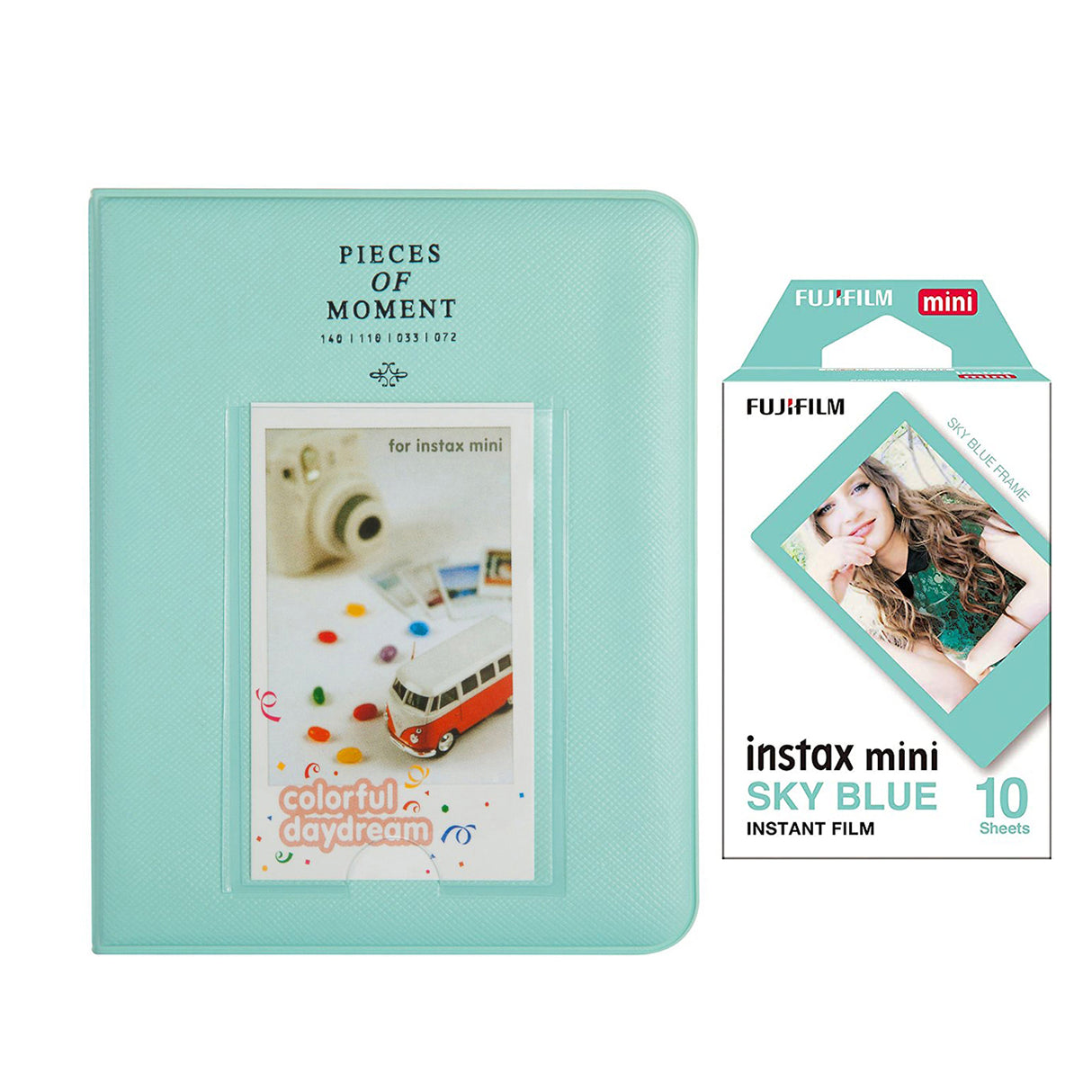 Fujifilm Instax Mini 10X1 sky blue Instant Film with Instax Time Photo Album 64 Sheets Ice blue