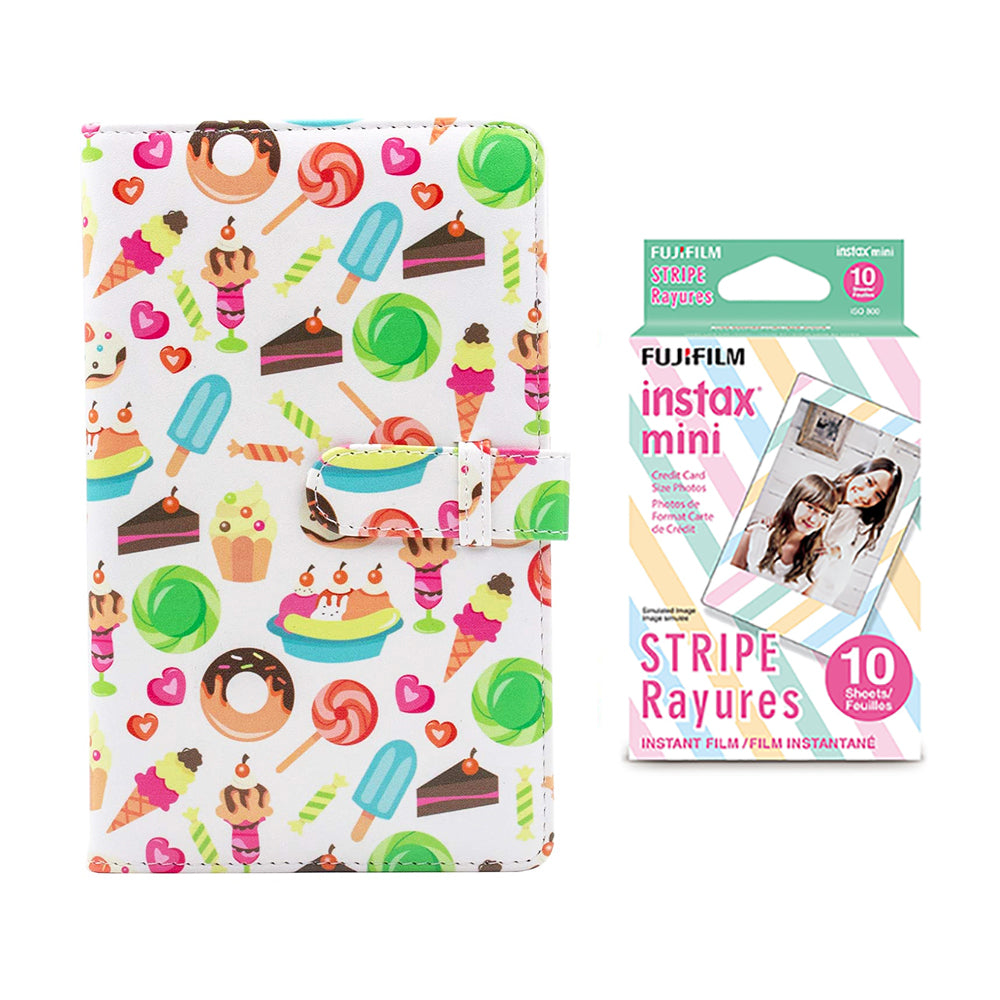 Fujifilm Instax Mini 10X1 stripe Instant Film with 96-sheet Album for mini film Dessert