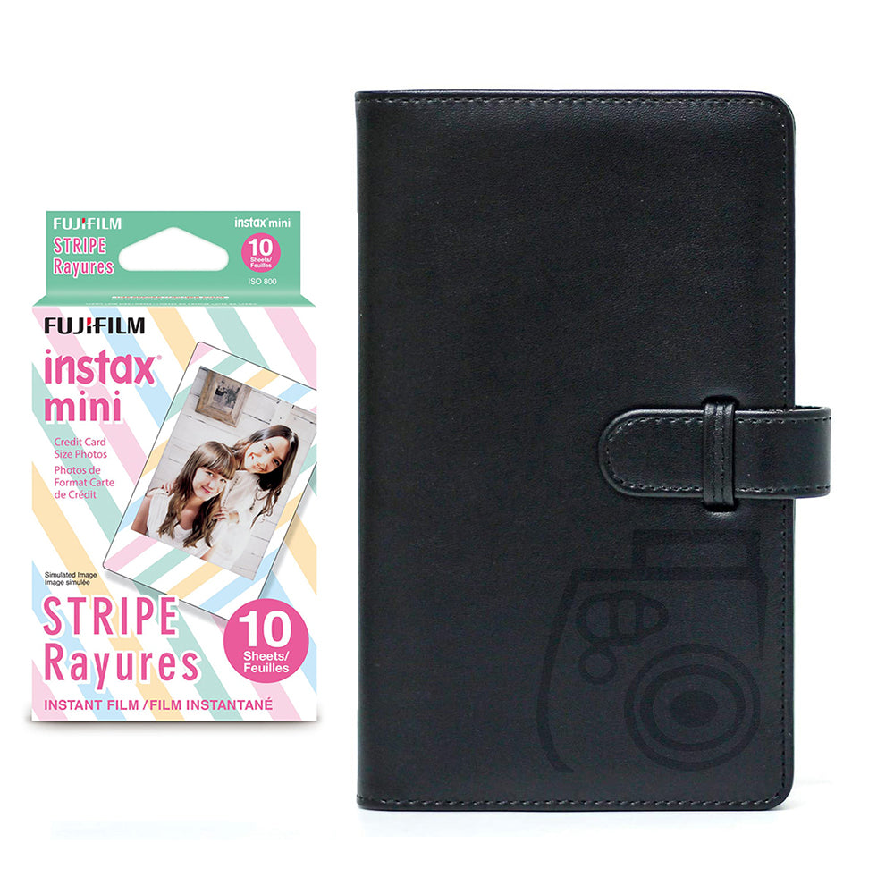 Fujifilm Instax Mini 10X1 stripe Instant Film with 96-sheet Album for mini film Charcoal gray