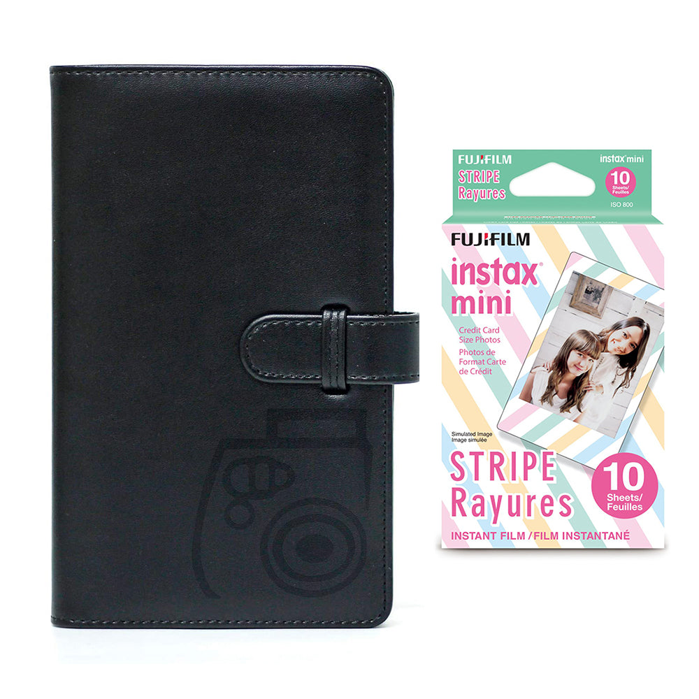 Fujifilm Instax Mini 10X1 stripe Instant Film with 96-sheet Album for mini film Charcoal gray