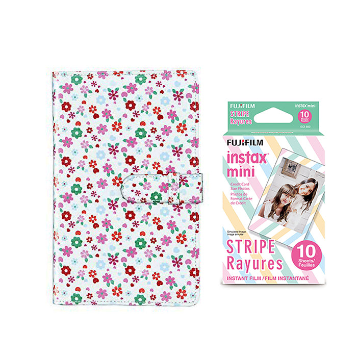 Fujifilm Instax Mini 10X1 stripe Instant Film with 96-sheet Album for mini film Flower