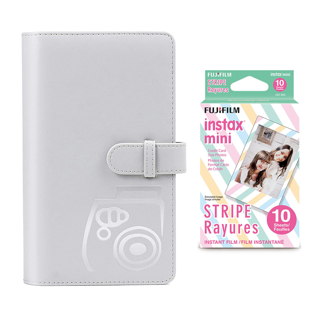 Fujifilm Instax Mini 10X1 stripe Instant Film with 96-sheet Album for mini film Smoky white