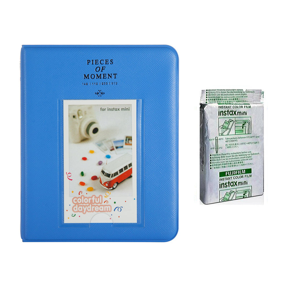 Fujifilm Instax Mini 10X1 stripe Instant Film with Instax Time Photo Album 64 Sheets Cobalt blue