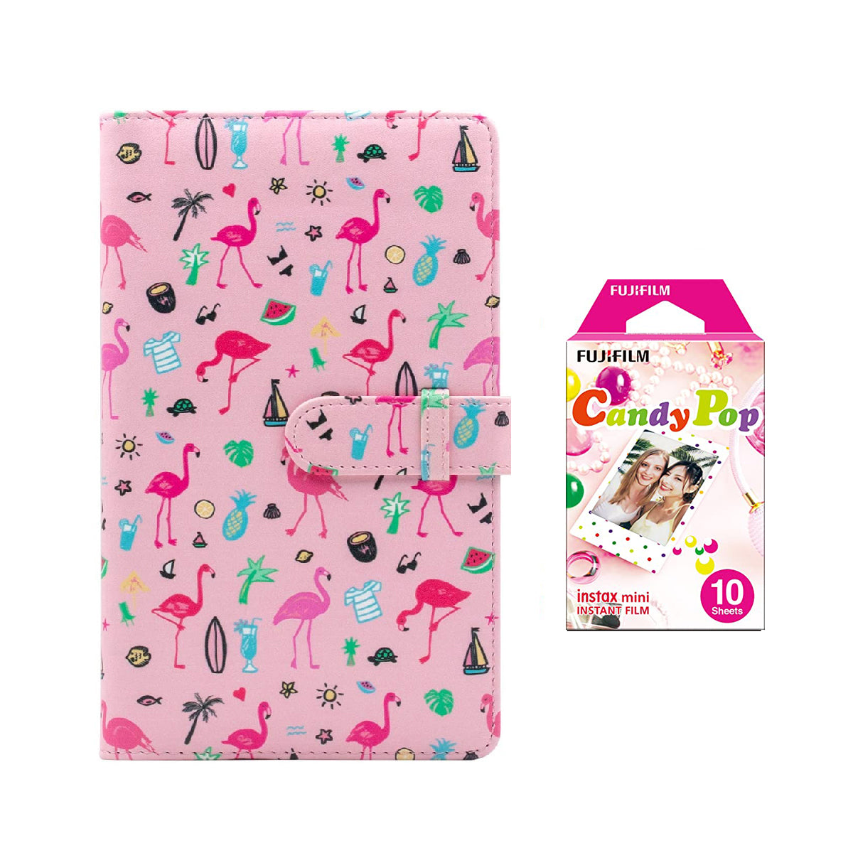 Fujifilm Instax Mini 10X1 candy pop Instant Film with 96-sheet Album for mini film Flamingo watermelon