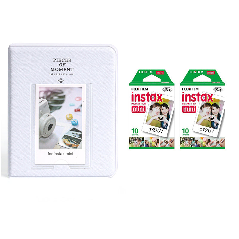 Fujifilm Instax Mini 10X2 Instant Film With 64-Sheets Album For Mini Film (3 inch) Clay White