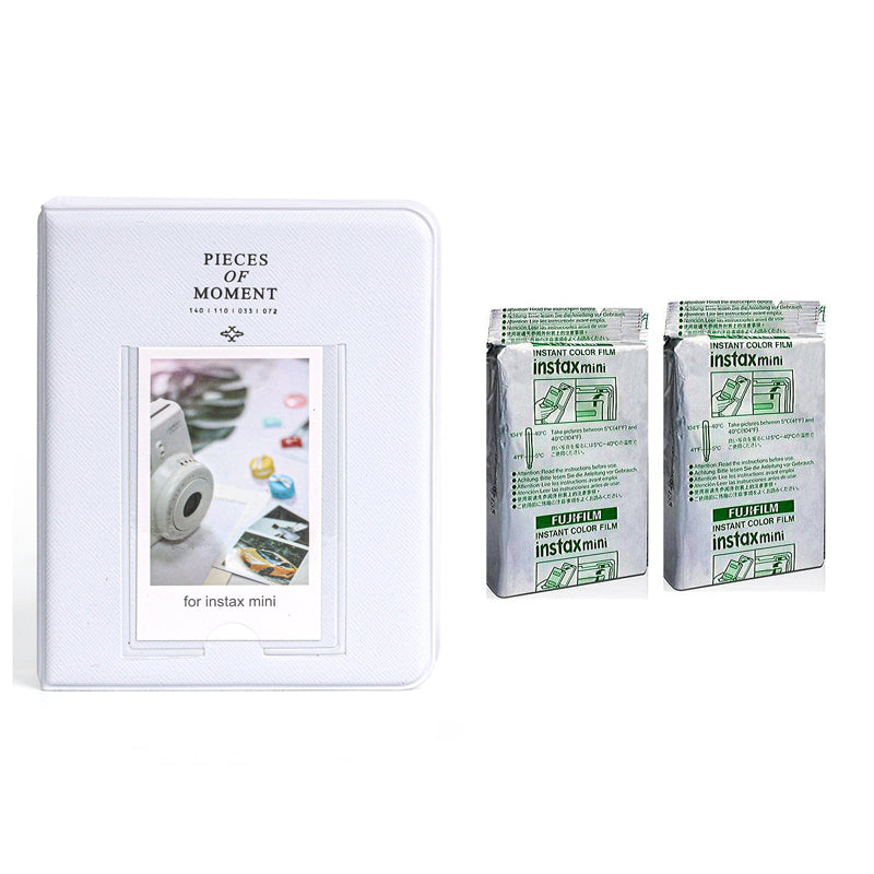 Fujifilm Instax Mini 10X2 Instant Film With 64-Sheets Album For Mini Film (3 inch) Clay White