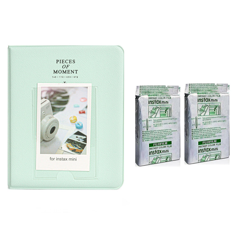 Fujifilm Instax Mini 10X2 Instant Film With 64-Sheets Album For Mini Film (3 inch) Mint Green