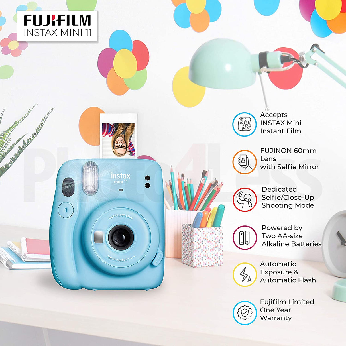 FUJIFILM INSTAX Mini 11 Instant Film Camera (Sky Blue)