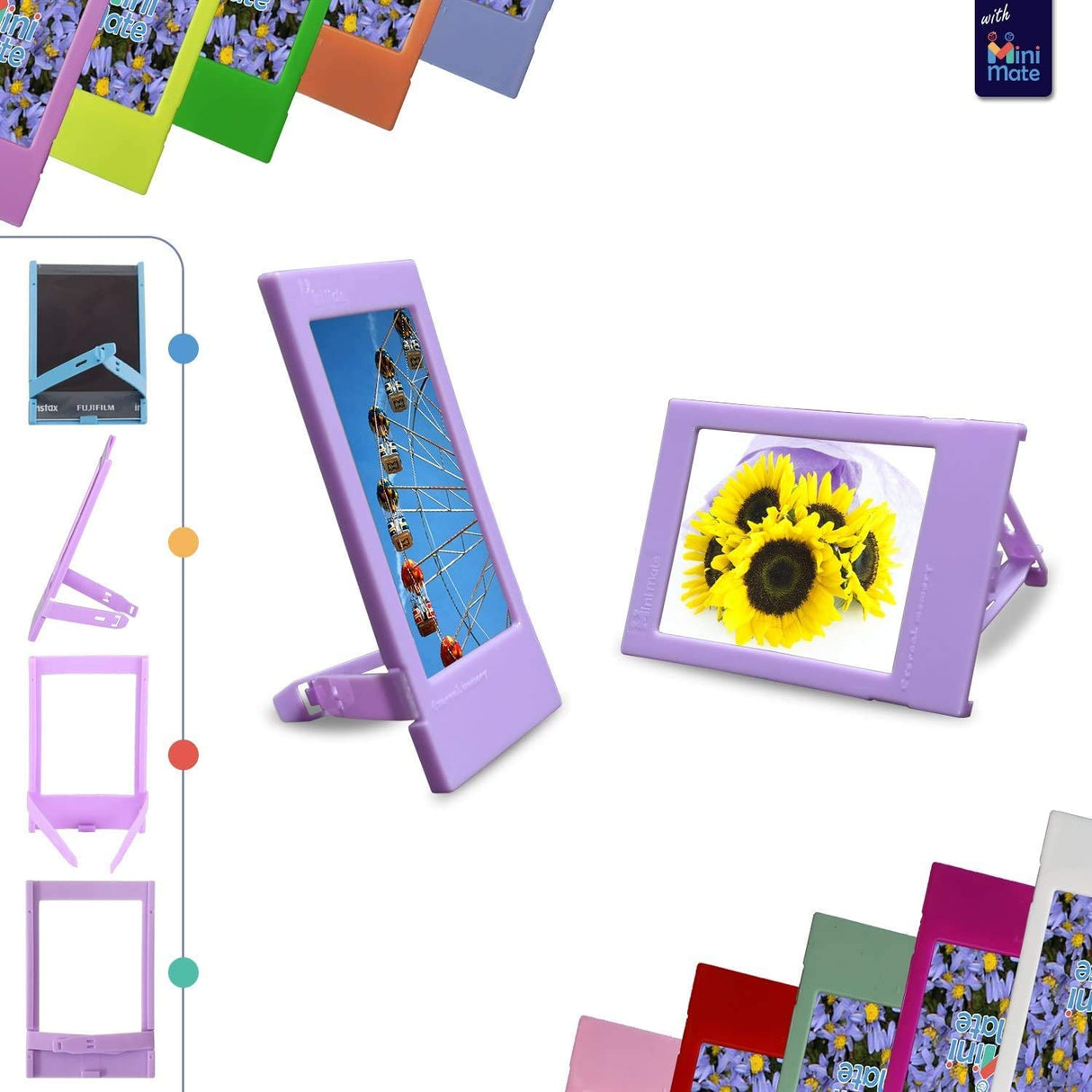 ZENKO 5 in 1 Plastic Photo frame for Mini film (Pink/blue/purple/green/yellow)