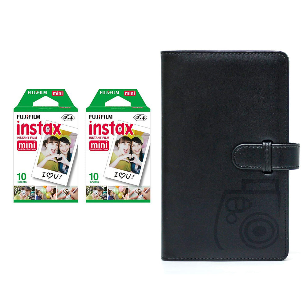 Fujifilm Instax Mini 2 Pack 10 Sheets Instant Film with 96-sheet Album for mini film Charcoal gray