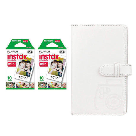 Fujifilm Instax Mini 2 Pack 10 Sheets Instant Film with 96-sheet Album for mini film lce white