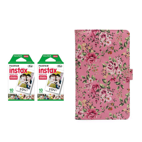 Fujifilm Instax Mini 2 Pack 10 Sheets Instant Film with 96-sheet Album for mini film Pink rose