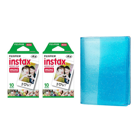 Fujifilm Instax Mini 2 Pack of 10 Sheets Instant Film with 64-Sheets Album For Mini Film 3 inch Sky blue