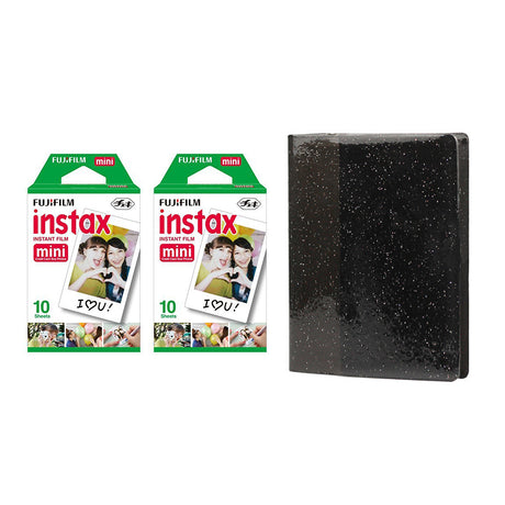Fujifilm Instax Mini 2 Pack of 10 Sheets Instant Film with 64-Sheets Album For Mini Film 3 inch Charcoal Grey