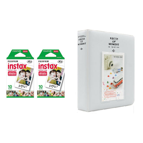 Fujifilm Instax Mini 2 Pack of 10 Sheets Instant Film with Instax Time Photo Album 64-Sheets Pearly White