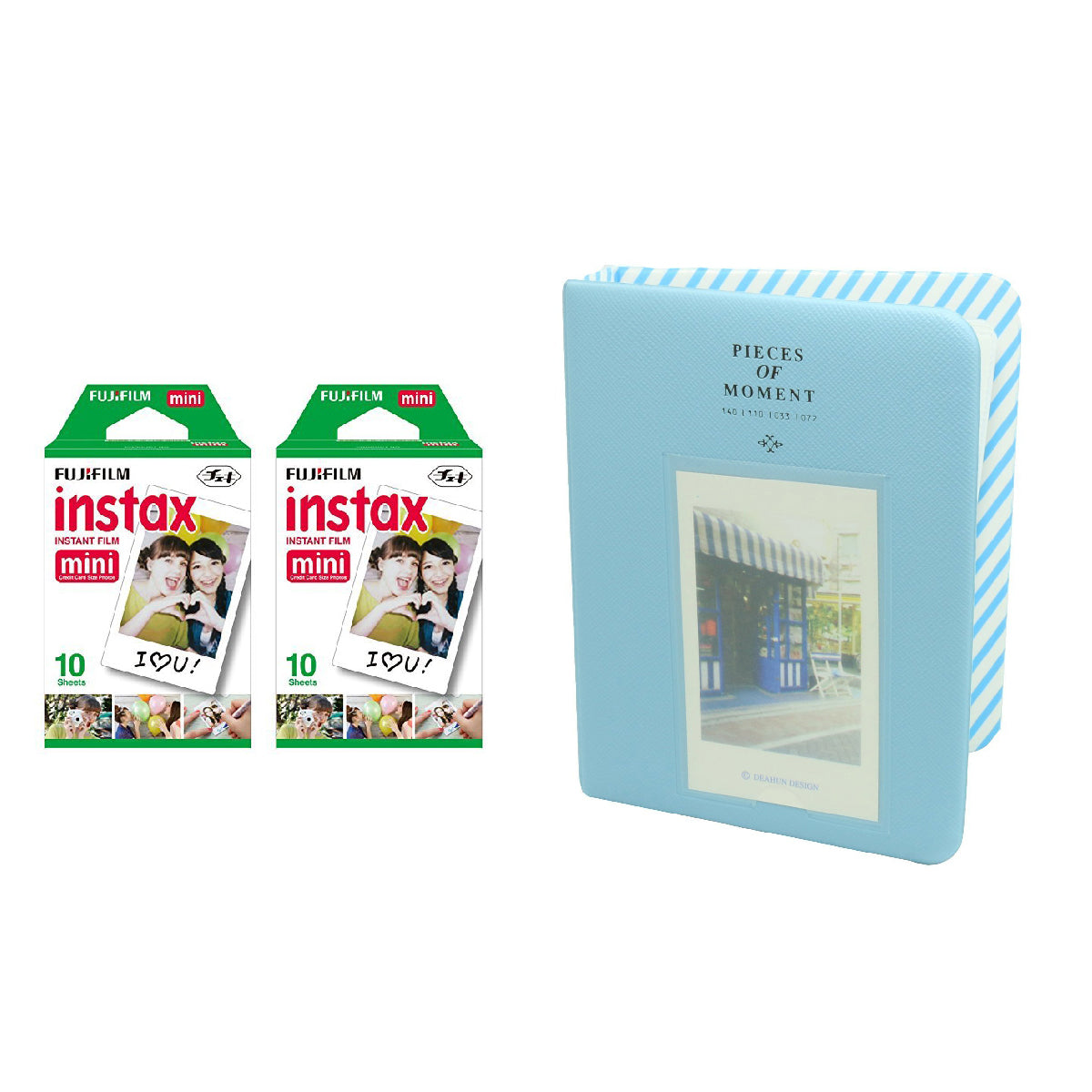 Fujifilm Instax Mini 2 Pack of 10 Sheets Instant Film with Instax Time Photo Album 64-Sheets Water Blue