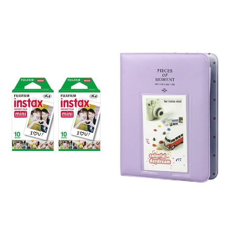 Fujifilm Instax Mini 2 Pack of 10 Sheets Instant Film with Instax Time Photo Album 64-Sheets Lilac purple