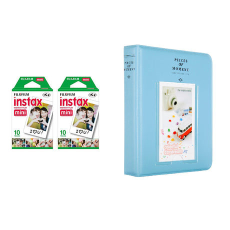 Fujifilm Instax Mini 2 Pack of 10 Sheets Instant Film with Instax Time Photo Album 64-Sheets Sky blue