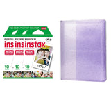 Fujifilm Instax Mini 3 Pack of 10 Sheets Instant Film with 64-Sheets Album For Mini Film 3 inch Lilac purple