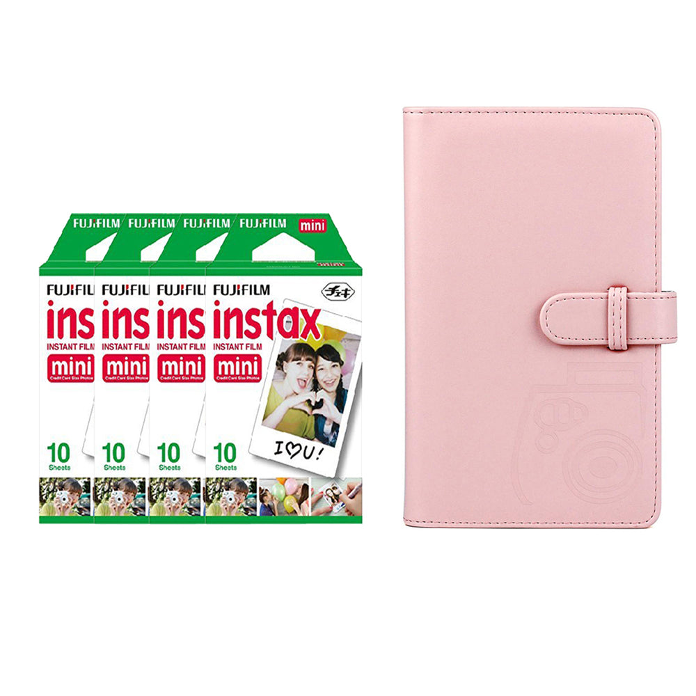 Fujifilm Instax Mini 4 Pack 10 Sheets Instant Film with 96-sheet Album for mini film Blush pink
