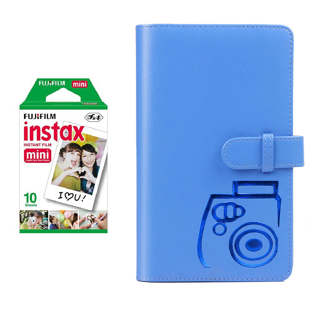 Fujifilm Instax Mini Single Pack 10 Sheets Instant Film with 96-sheet Album for mini film Cobalt blue
