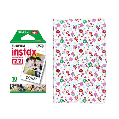 Fujifilm Instax Mini Single Pack 10 Sheets Instant Film with 96-sheet Album for mini film Flower
