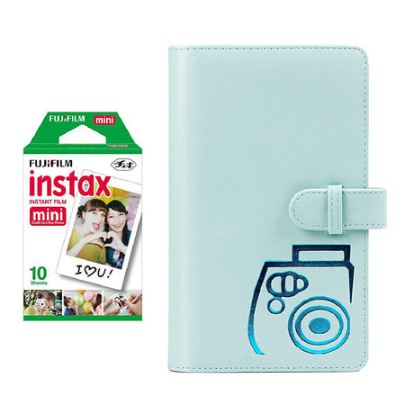 Fujifilm Instax Mini Single Pack 10 Sheets Instant Film with 96-sheet Album for mini film Ice blue