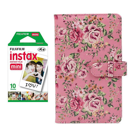 Fujifilm Instax Mini Single Pack 10 Sheets Instant Film with 96-sheet Album for mini film Pink rose