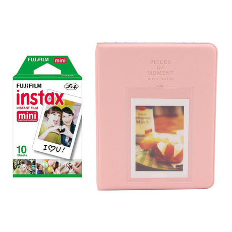 Fujifilm Instax Mini Single Pack 10 Sheets Instant Film with Instax Time Photo Album 64 Sheets Peach pink