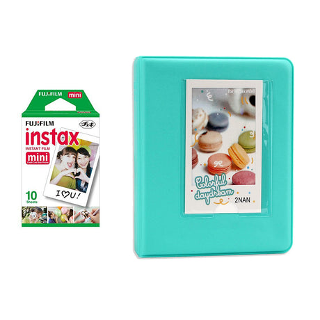 Fujifilm Instax Mini Single Pack 10 Sheets Instant Film with Instax Time Photo Album 64 Sheets Mint green