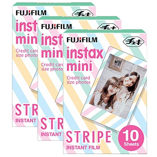 Fujifilm Instax Mini Stripe 30 Film for Film for Fuji 7s, 8, 9, 25, 50s,70, 90 Instant Camera, Share SP1, SP2 Printer ( 30 Shots)
