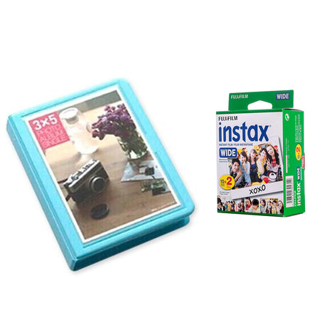 Fujifilm Instax wide 10X2 wide 20 short Instant Film With 32 sheet Album for wide film (blue)