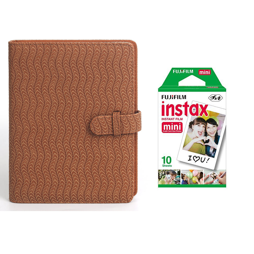 Fujifilm Instax Mini 10X1 Sheets Instant Film with 128-sheet Album for mini film (Brown Wave)