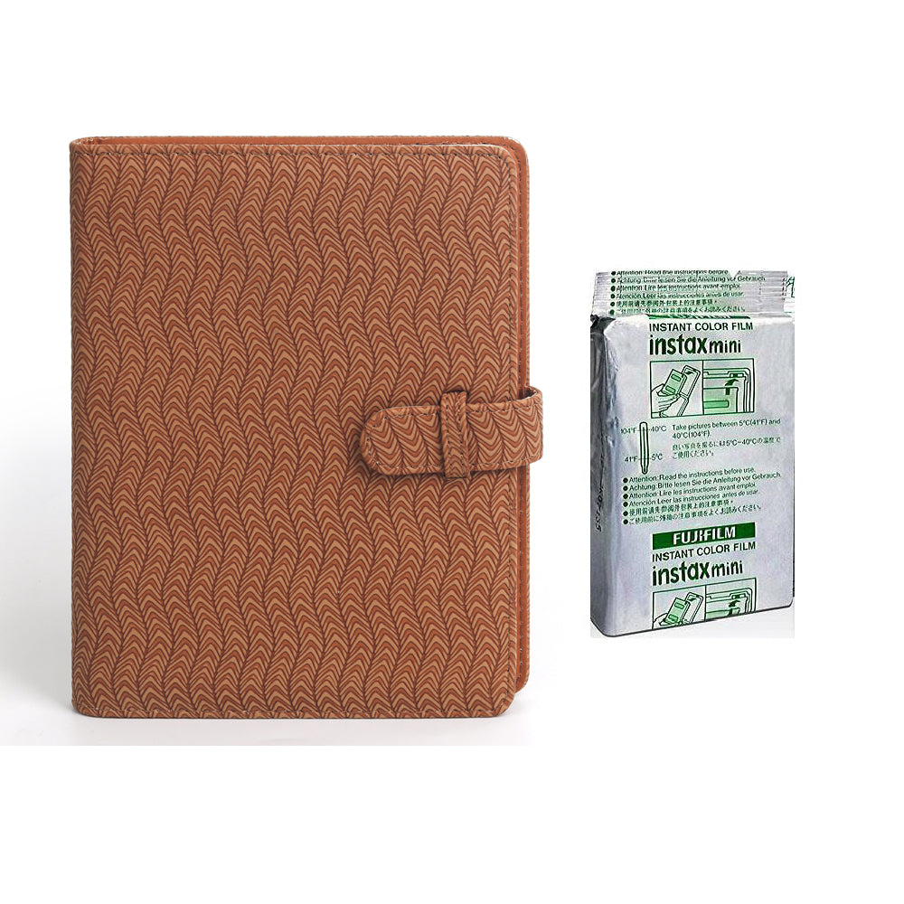 Fujifilm Instax Mini 10X1 Sheets Instant Film with 128-sheet Album for mini film (Brown Wave)