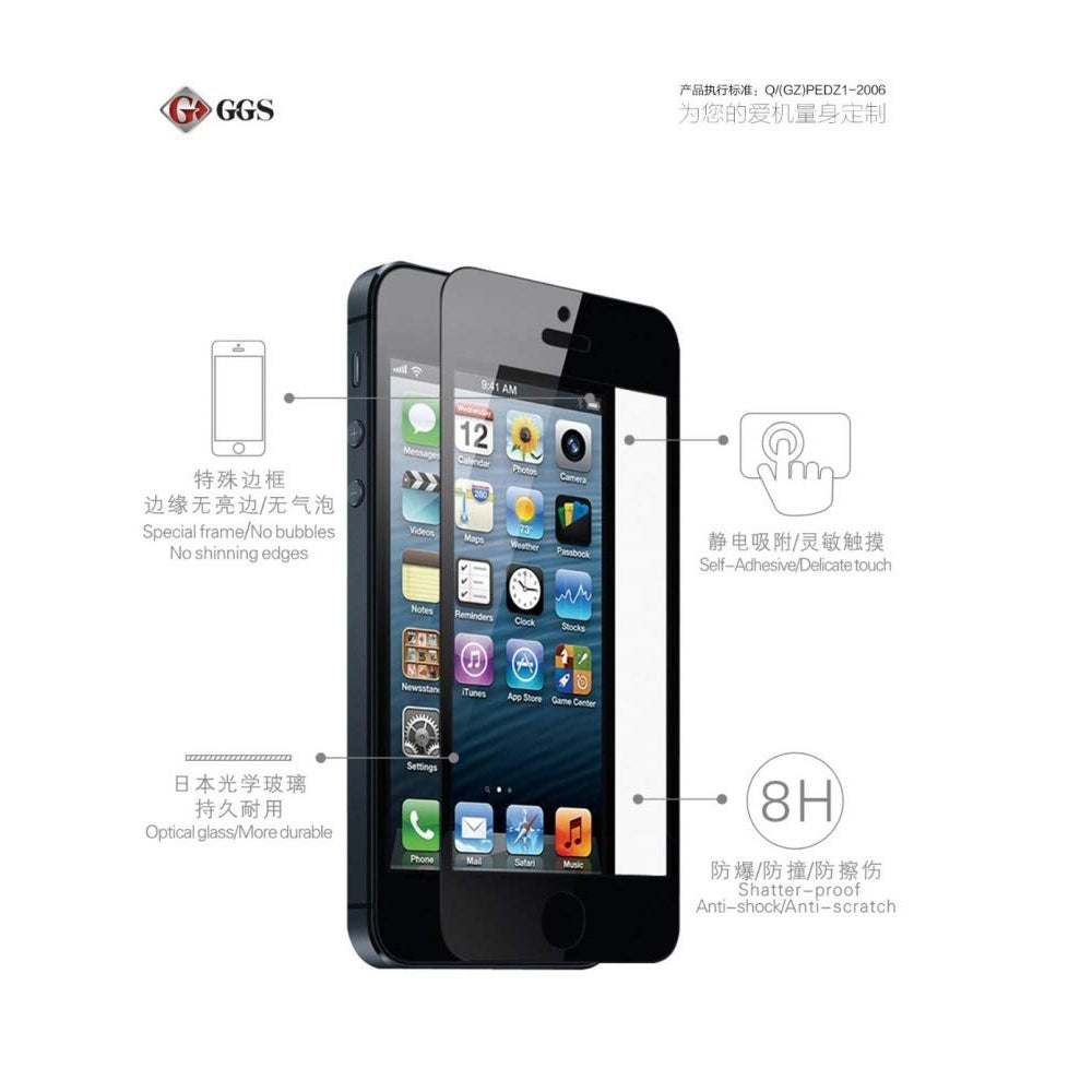 GGS 0.5mm SelfAdhesive Optical Glass LCD Screen Protector for APPLE IPHONE 4/4S Black
